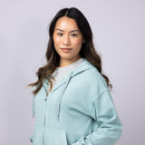 C&C California Mercy Longline Sunwashed Beach Terry Hoodie Jacket for Women in Blue