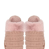 C.C. Rib Pattern Knitted Slippers for Women in Rose