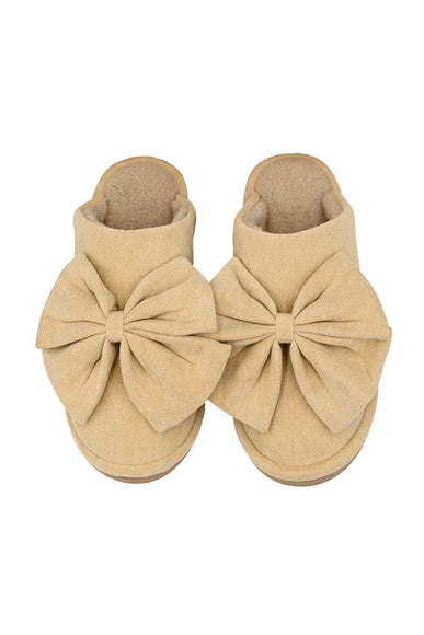 C.C. Bow Slippers for Women in Dark Beige