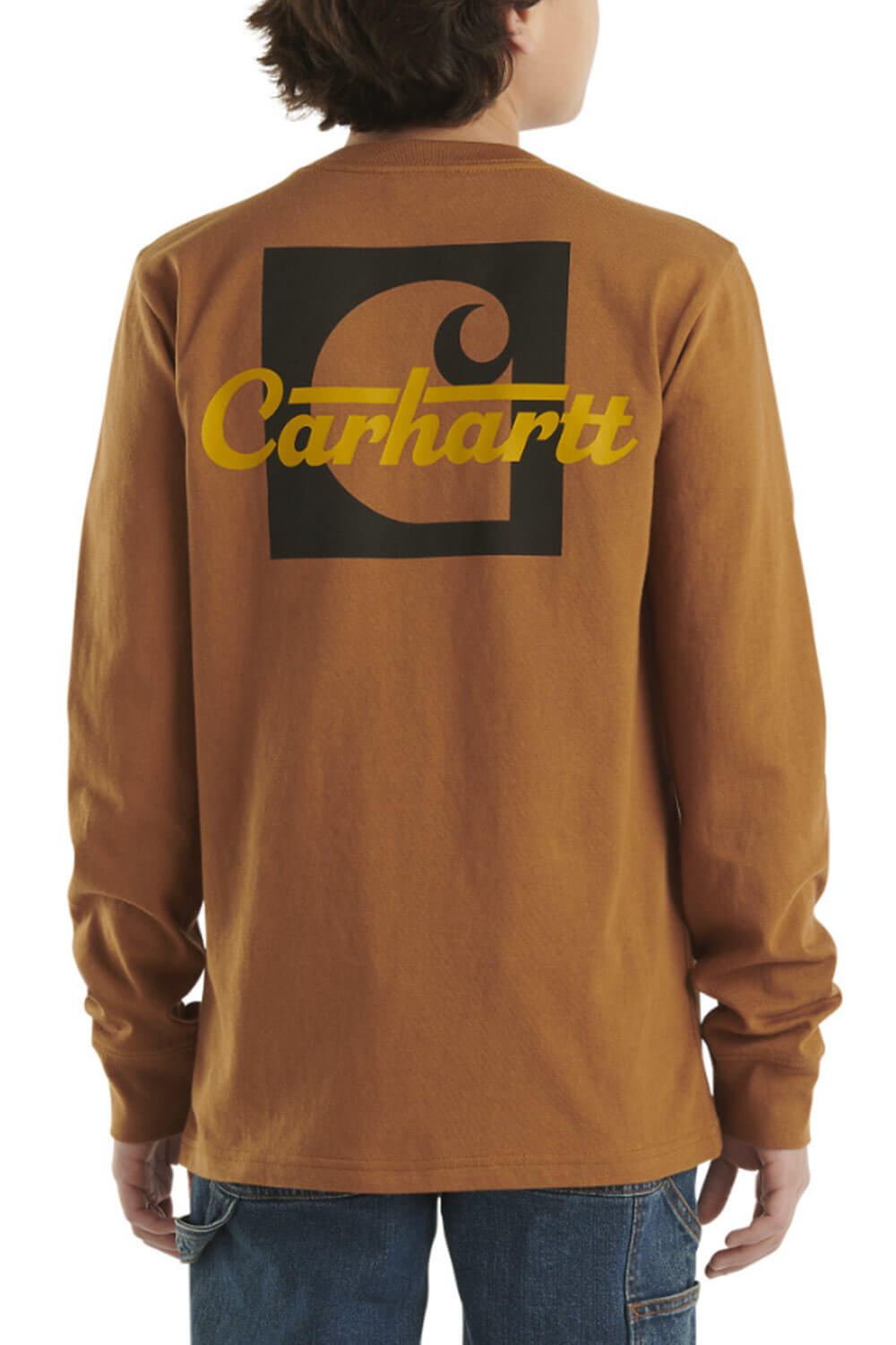 Carhartt Youth Pocket Graphic Long Sleeve T-Shirt for Boys in Brown