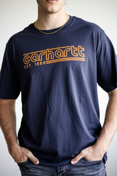 Carhartt Relaxed Fit Lightweight Logo Graphic T-Shirt for Men in Navy 
