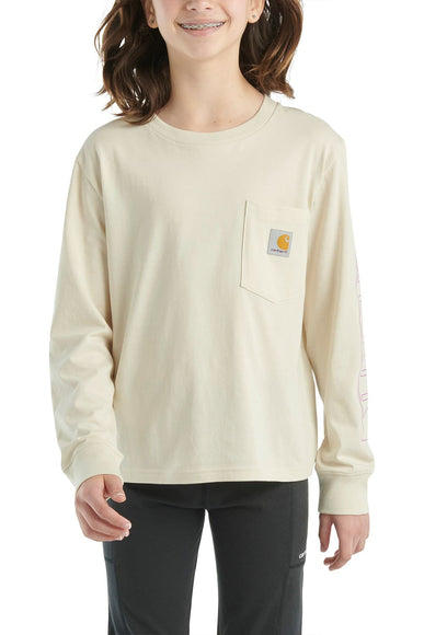 Carhartt Kids Graphic Pocket Long Sleeve T-Shirt for Girls in Malt