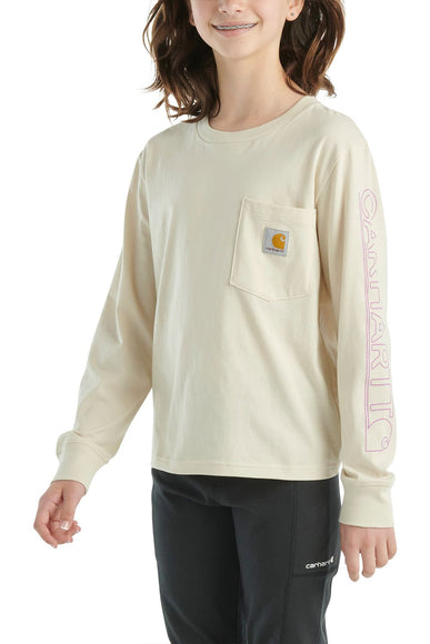 Carhartt Kids Graphic Pocket Long Sleeve T-Shirt for Girls in Malt