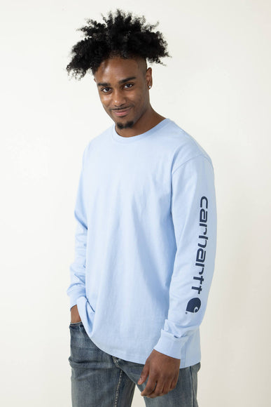 Carhartt Long Sleeve Logo T-Shirt for Men in Light Blue