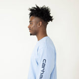 Carhartt Long Sleeve Logo T-Shirt for Men in Light Blue