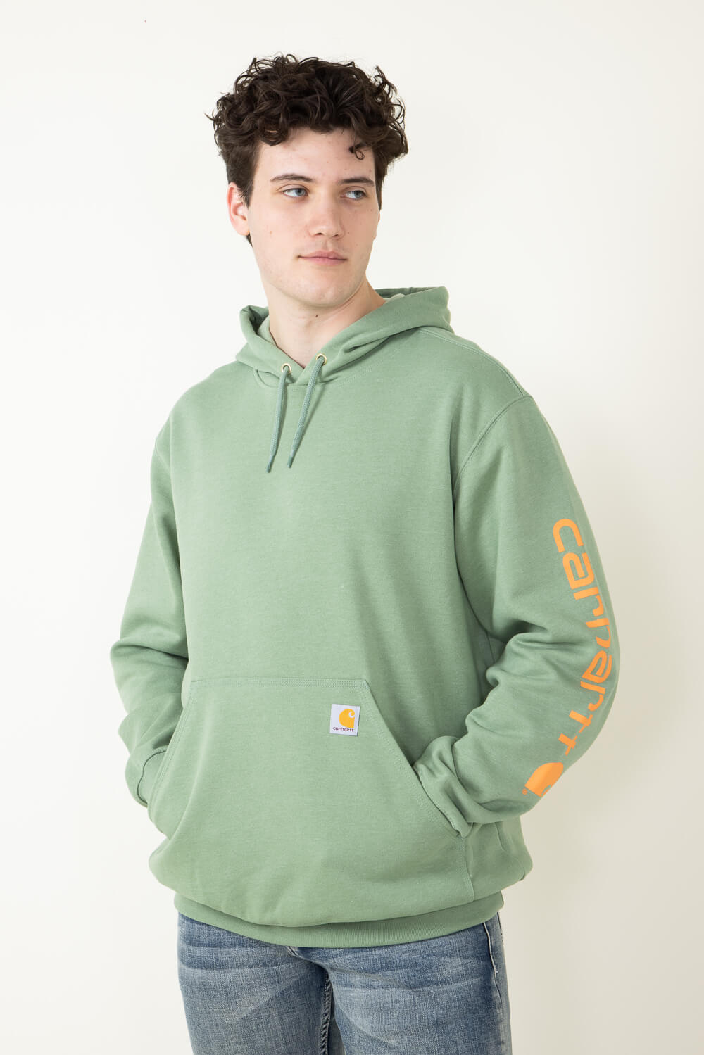 Carhartt Loose Fit Midweight Logo Sleeve Graphic Sweatshirt for Men in Green