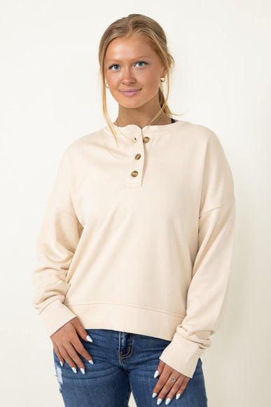 Carhartt Midweight French Terry Henley Sweatshirt for Women in Oatmeal 