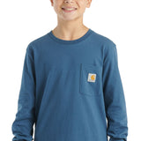 Carhartt Kids Dog Pocket Long Sleeve T-Shirt for Boys in Coronet Blue