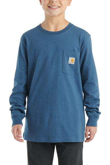 Carhartt Kids Dog Pocket Long Sleeve T-Shirt for Boys in Coronet Blue