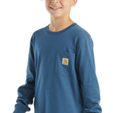 Carhartt Kids Dog Pocket Long Sleeve T-Shirt for Boys in Coronet Blue