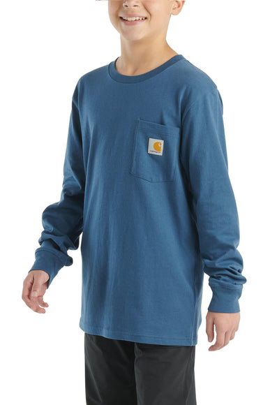 Carhartt Kids Dog Pocket Long Sleeve T-Shirt for Boys in Coronet Blue