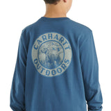 Carhartt Kids Dog Pocket Long Sleeve T-Shirt for Boys in Coronet Blue