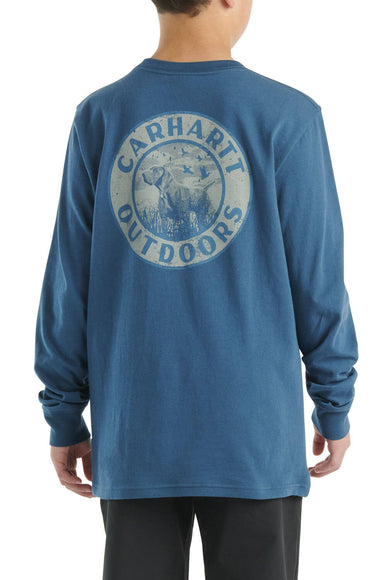 Carhartt Kids Dog Pocket Long Sleeve T-Shirt for Boys in Coronet Blue