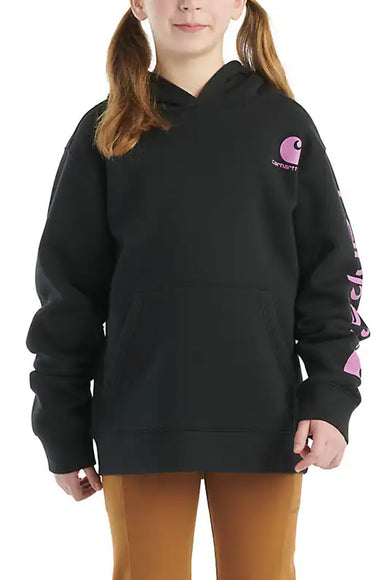 Carhartt Kids Graphic Hooded Sweatshirt for Girls in Black 