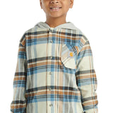 Carhartt Kids Plaid Hooded Flannel for Boys in Malt