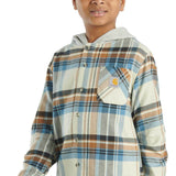 Carhartt Kids Plaid Hooded Flannel for Boys in Malt