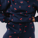 Cherry Sweat Shorts for Women in Navy