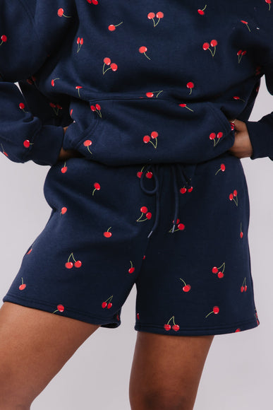 Cherry Sweat Shorts for Women in Navy