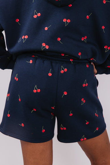 Cherry Sweat Shorts for Women in Navy