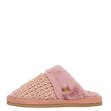 C.C Rib Pattern Knitted Slippers for Women in Rose