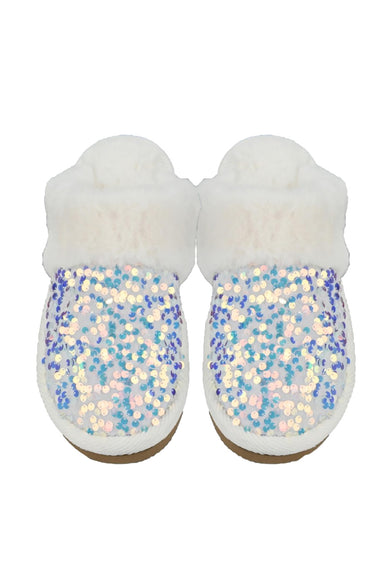 C.C. Sequin Slippers for Women in White