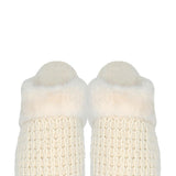 C.C. Rib Pattern Knitted Slippers for Women in Ivory