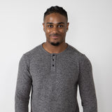 Civil Society Hogan Henley Hacci Knit Shirt for Men in Charcoal