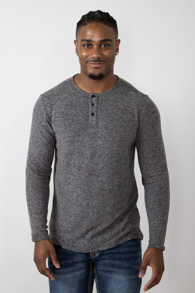 Civil Society Hogan Henley Hacci Knit Shirt for Men in Charcoal