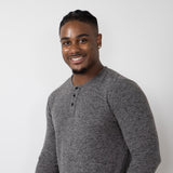 Civil Society Hogan Henley Hacci Knit Shirt for Men in Charcoal