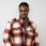 Civil Society Micah Ombre Plaid Shirt Jacket for Men in Red/White