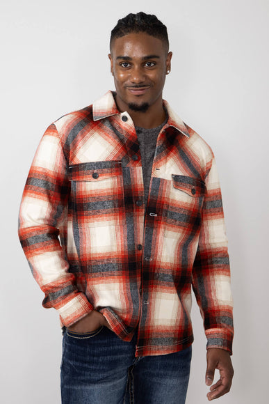 Civil Society Micah Ombre Plaid Shirt Jacket for Men in Red/White