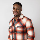 Civil Society Micah Ombre Plaid Shirt Jacket for Men in Red/White