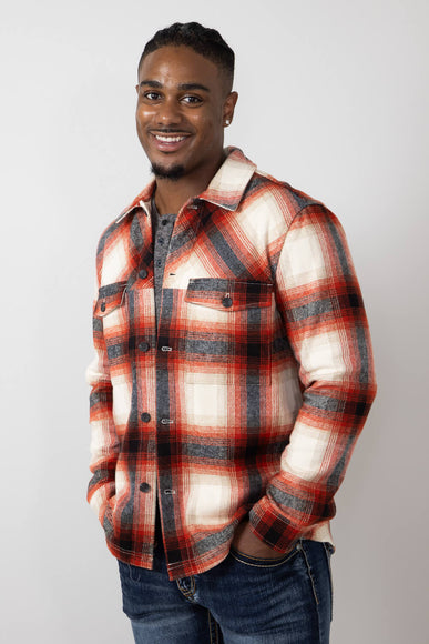 Civil Society Micah Ombre Plaid Shirt Jacket for Men in Red/White