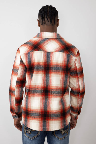 Civil Society Micah Ombre Plaid Shirt Jacket for Men in Red/White