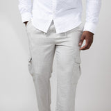 Denim & Flower Relaxed Cargo Pants for Men in Ivory