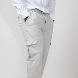 Denim & Flower Relaxed Cargo Pants for Men in Ivory