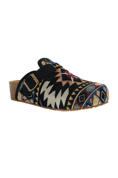 Dirty Laundry Magnolias Printed Platform Clogs for Women in Black Multi