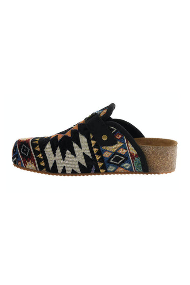 Dirty Laundry Magnolias Printed Platform Clogs for Women in Black Multi