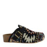 Dirty Laundry Magnolias Printed Platform Clogs for Women in Black Multi