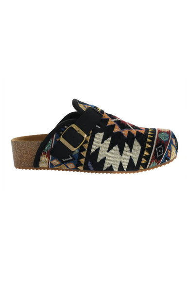 Dirty Laundry Magnolias Printed Platform Clogs for Women in Black Multi