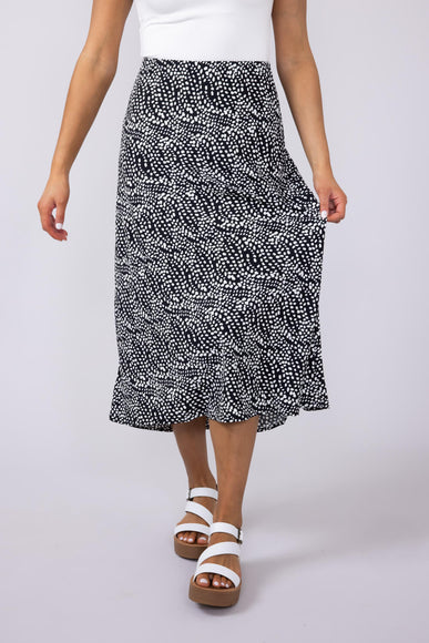 Ditsy Dots Midi Skirt for Women in Black