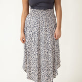 Ditsy Floral Hi-Low Midi Skirt for Women in Sand