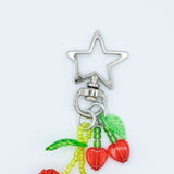 Double Beaded Cherry Purse Charm in Silver