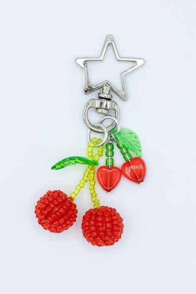 Double Beaded Cherry Purse Charm in Silver