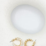 Double Rope and Pearl Huggie Earrings for Women