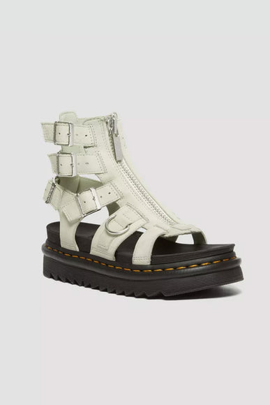 Dr. Martens Olson Tumbled Nubuck Leather Gladiator Zip Sandals for Women in Mint