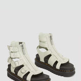 Dr. Martens Olson Tumbled Nubuck Leather Gladiator Zip Sandals for Women in Mint