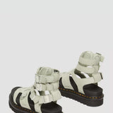 Dr. Martens Olson Tumbled Nubuck Leather Gladiator Zip Sandals for Women in Mint