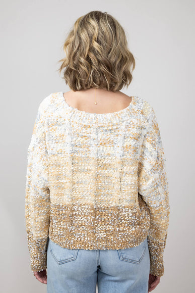 Elan Ombre Popcorn Button Cardigan for Women in Beige