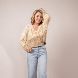 Elan Ombre Popcorn Button Cardigan for Women in Beige